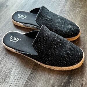 TOMS Black Woven Espadrille Mules – Size 11 – Excellent Condition